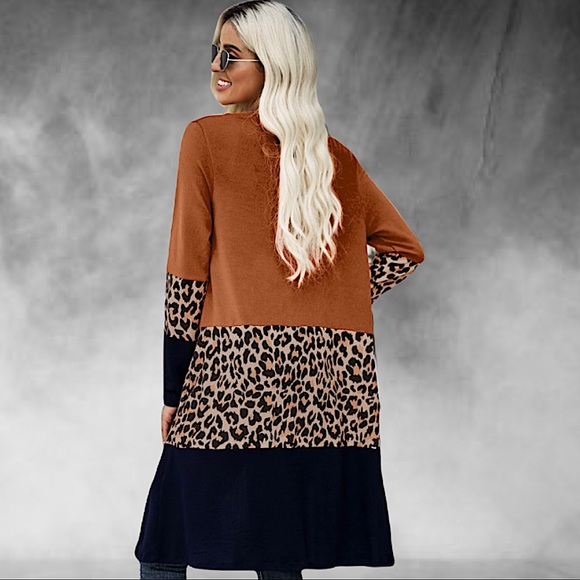 “Leopard Attack” Color block Leopard Cardigan - Picture 5 of 6